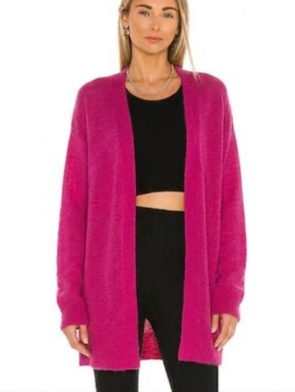 Veronica Beard Super-kid Mohair Alpaca Cardigan Hot Pink